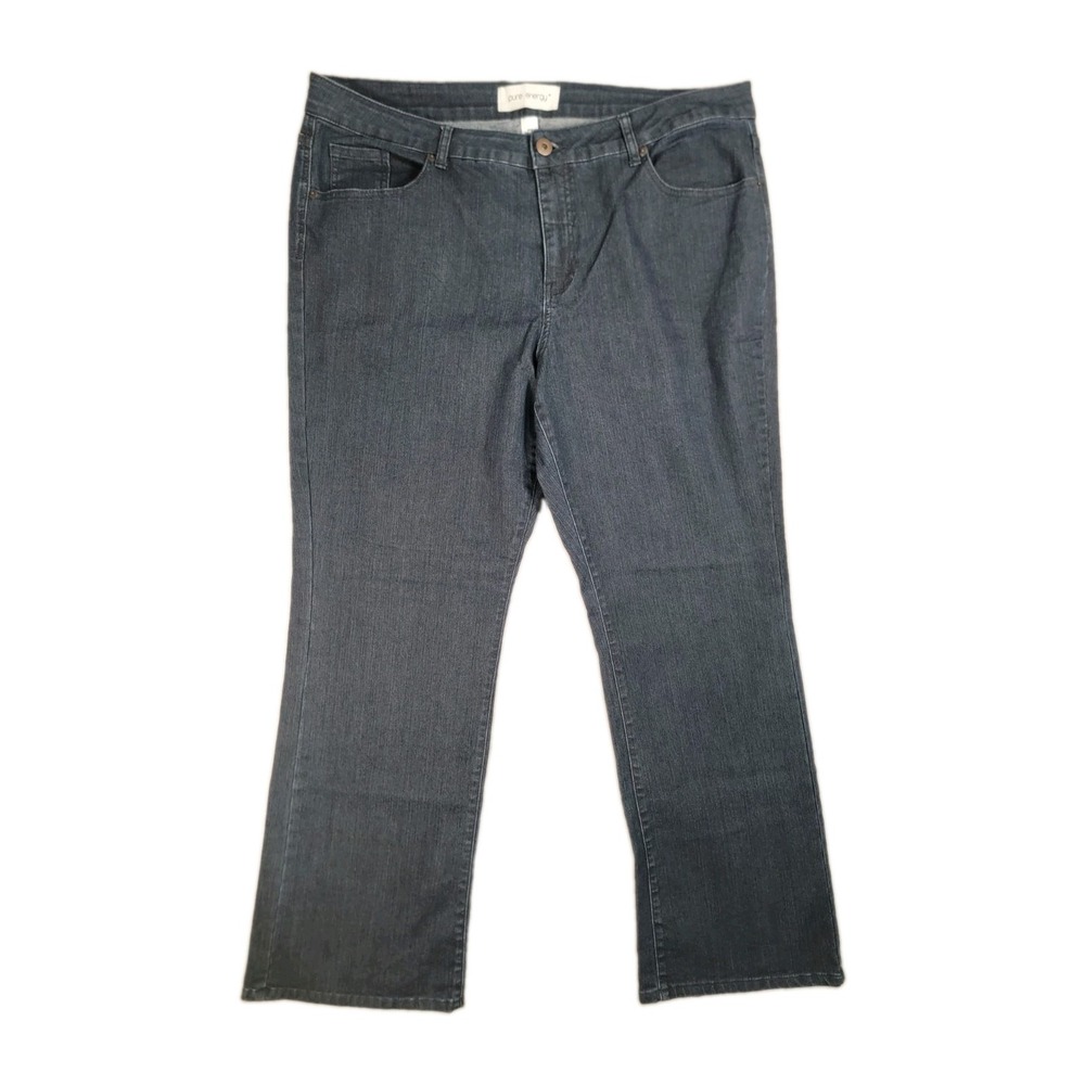 Pure Energy Straight Leg Jeans Womens 20W Dark Wash Blue 100% Cotton Denim